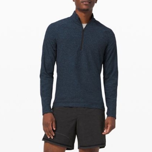 Lululemon surge warm half zip long sleeve heathered true navy / black - Picture 1 of 11